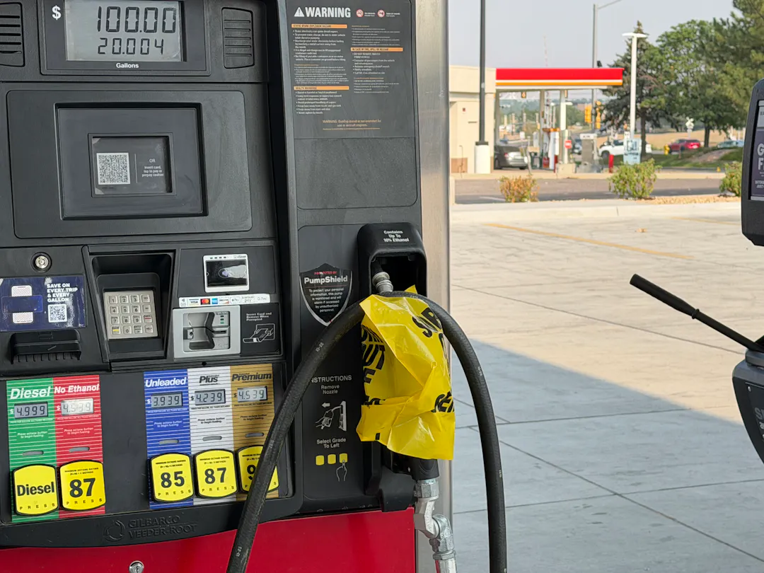 Image of the city of Aurora with currently operating gas station locations and zoning based on gas station code. 