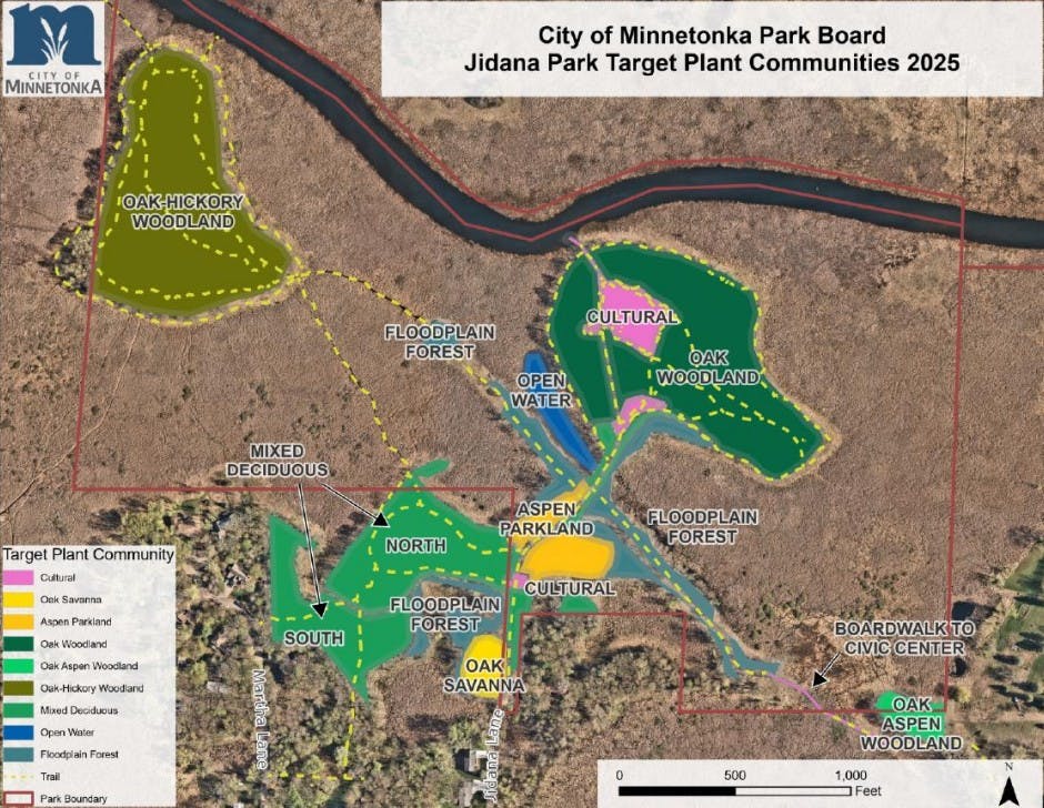 Map of target plant communities at Jidana Park