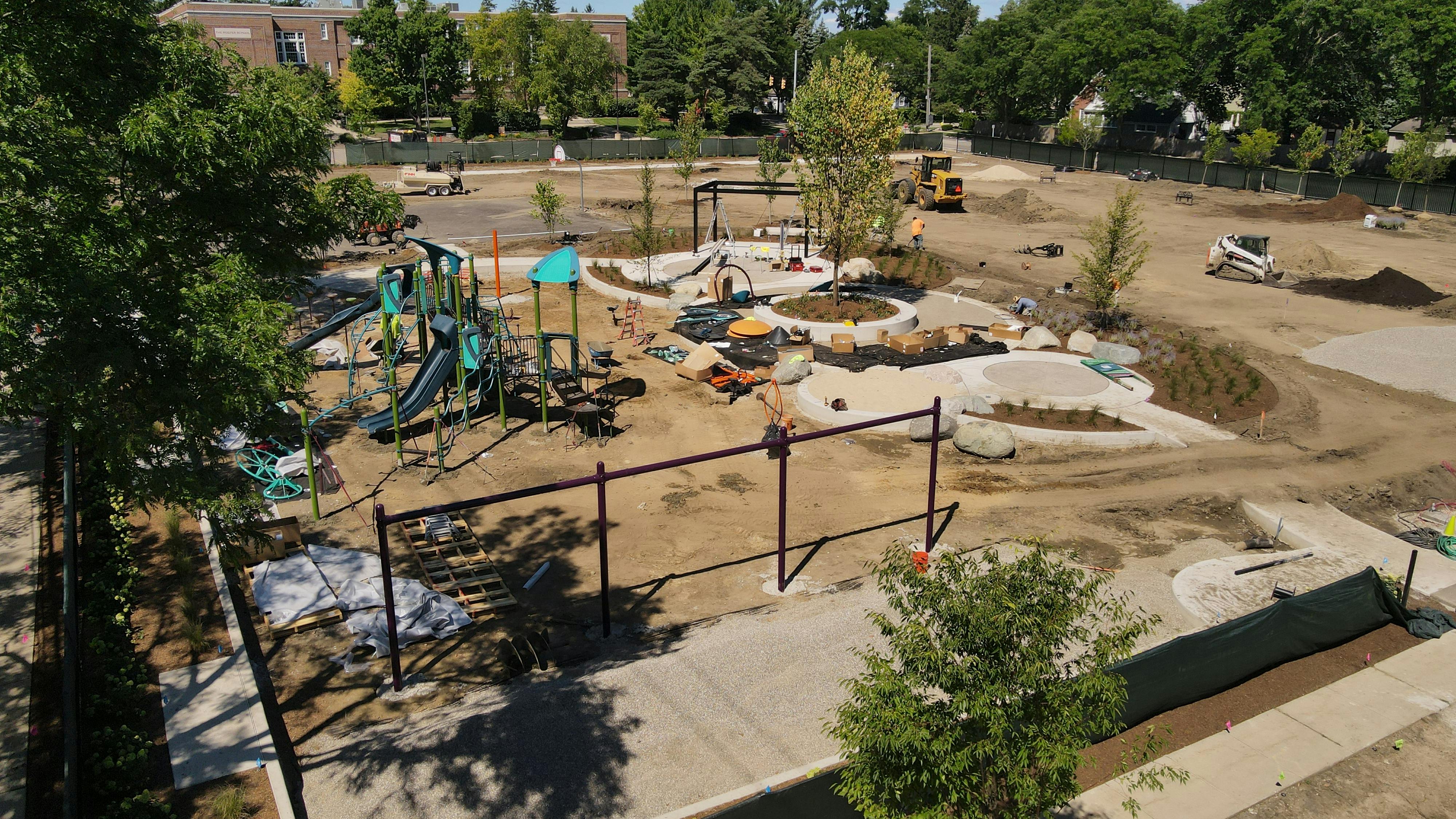 What a change!  Playground going up!