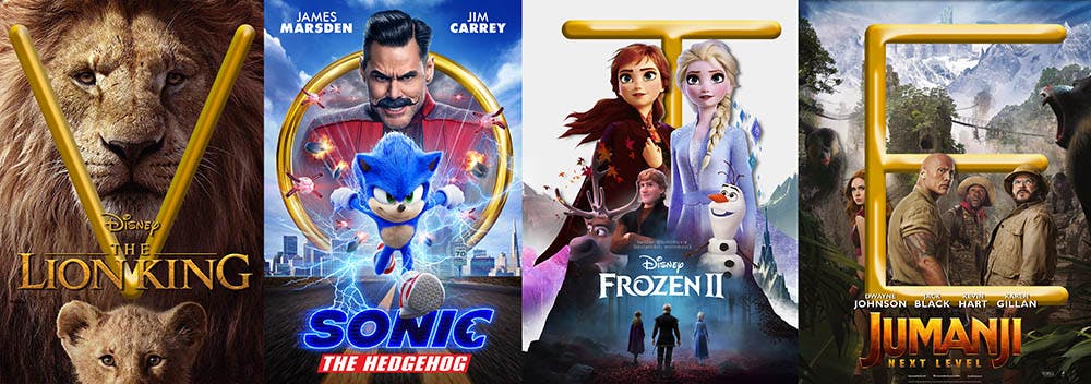 Voters can choose from the Lion King, Sonic the Hedgehog, Frozen II or Jumanji Next Level