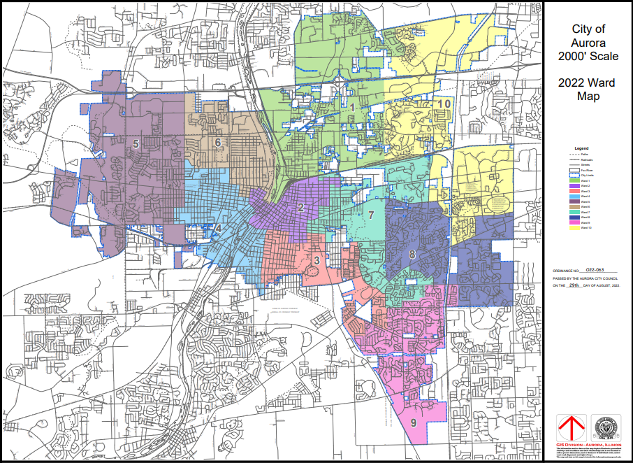 Aldermen Ward Map
If you want to enlarge this map, click <a href="https://www.aurora-il.org/DocumentCenter/View/1037/Comprehensive-Ward-Map-PDF" target="_blank">HERE</a>