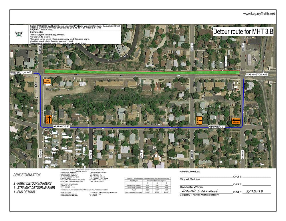 Washington Avenue Detour Map, March 2019