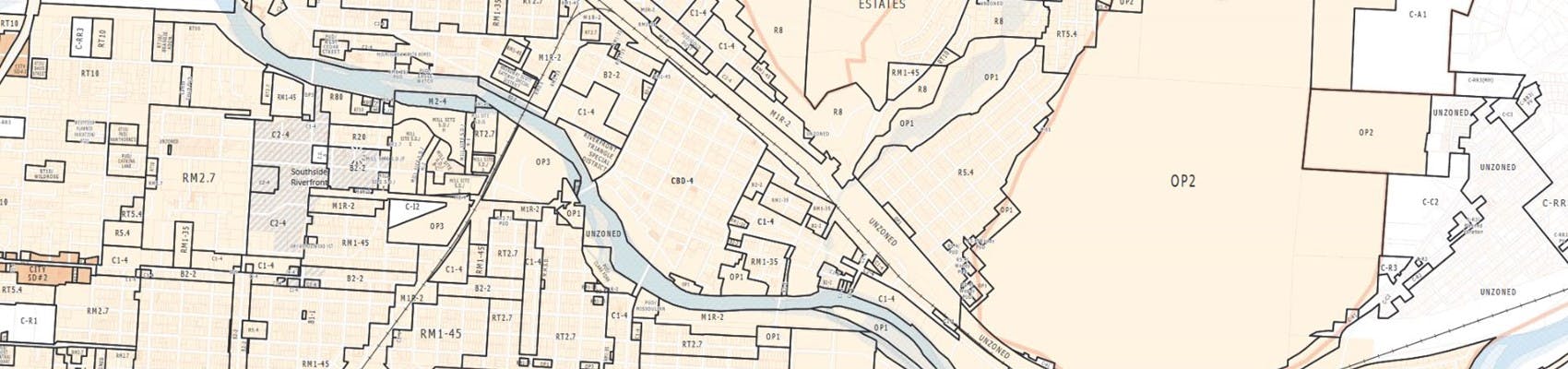 Cutout of Missoula Zoning Map