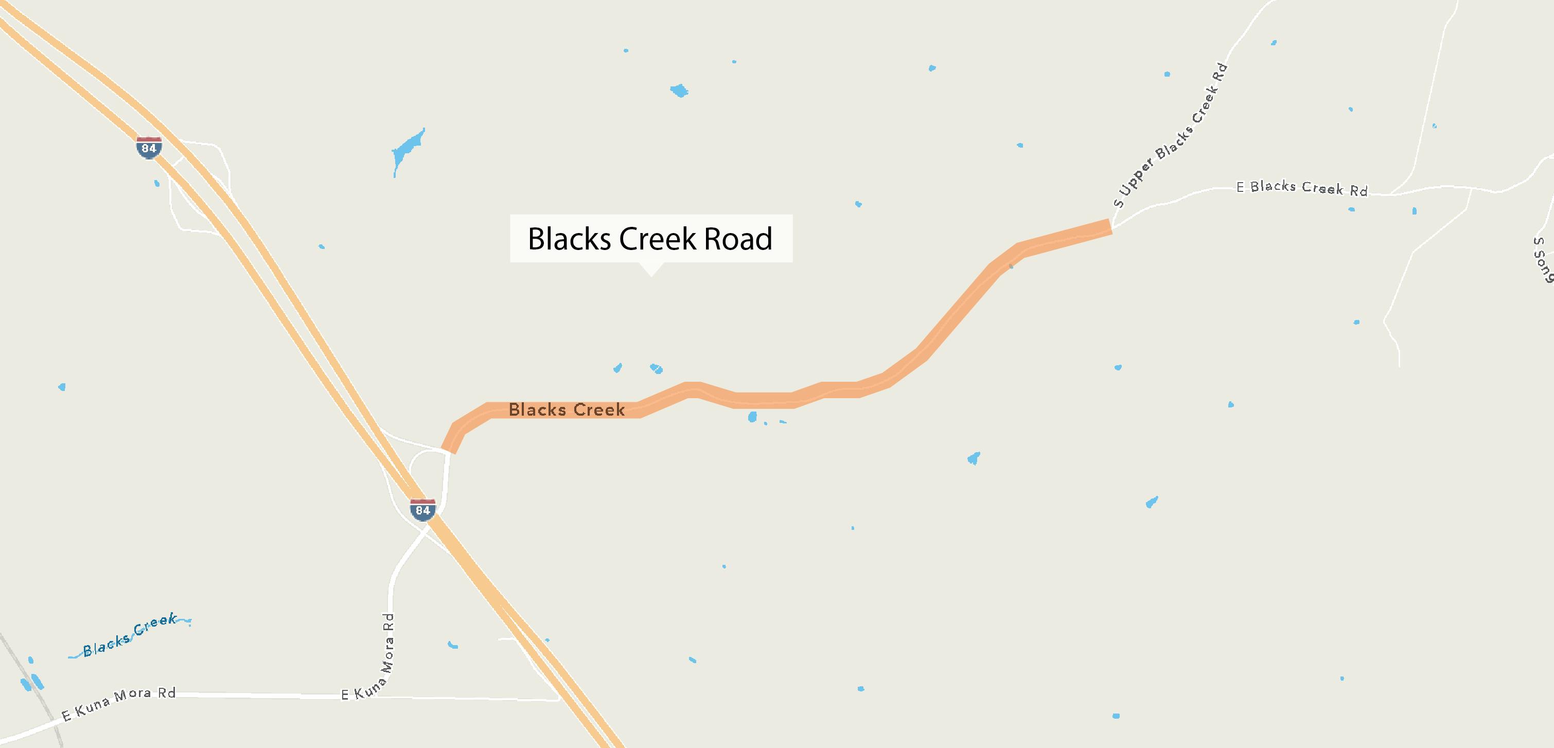 Blacks Creek Road from I-84 to Upper Blacks Creek Road Map