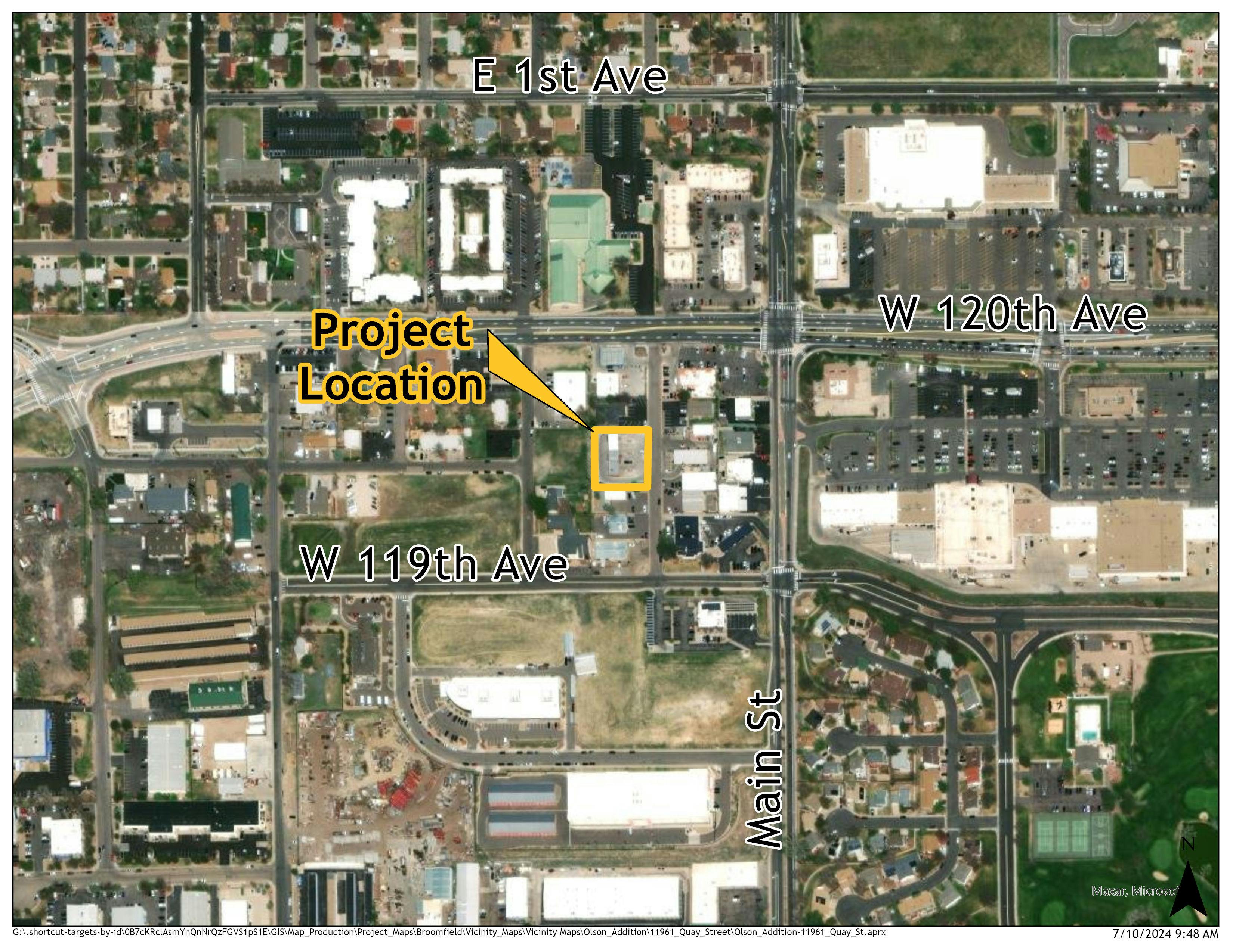 Map Showing the Project Location north of 119th Avenue and South of 120th Avenue on Quay Street