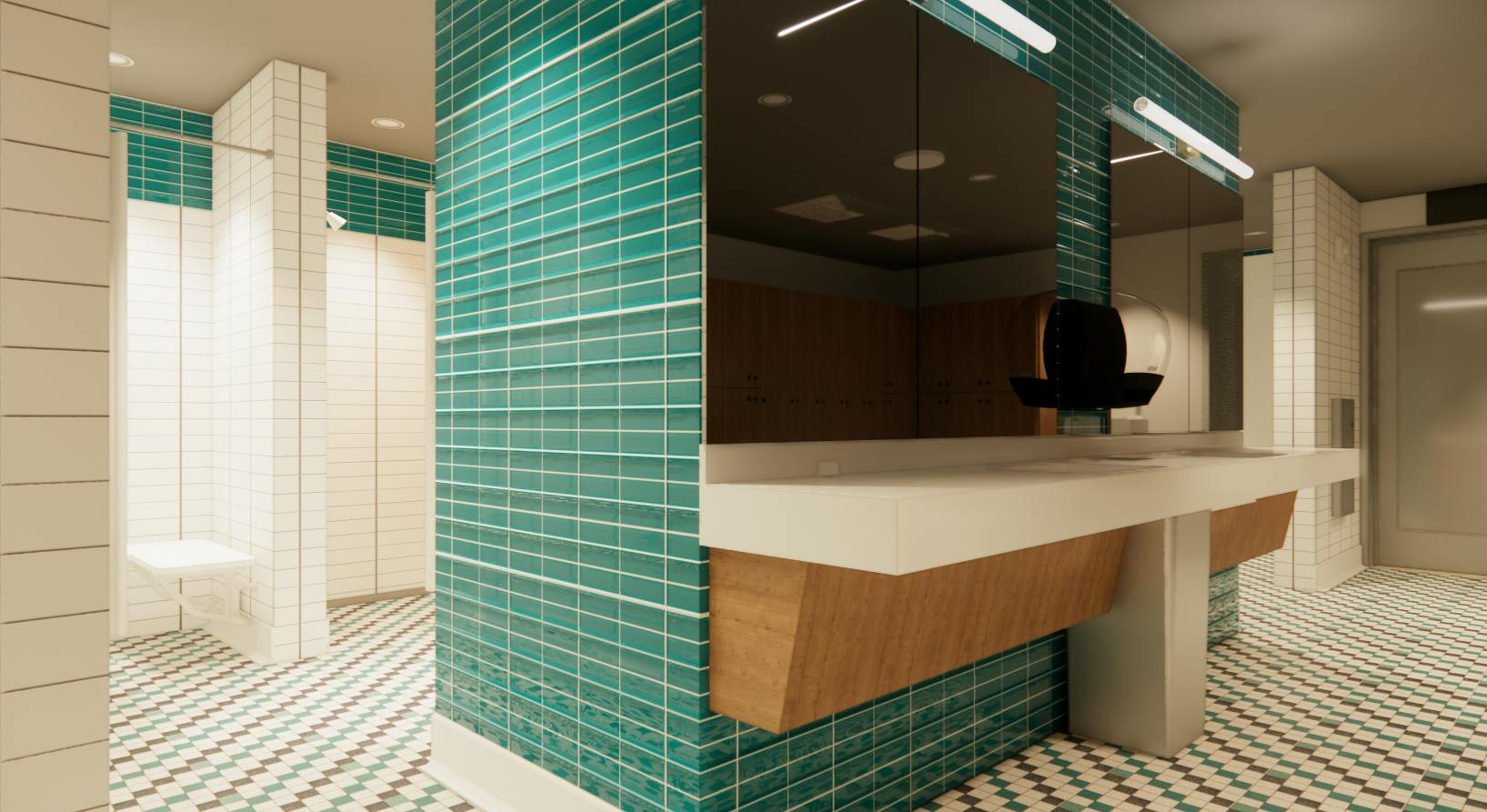 Rendering of new locker room at the Englewood Recreation Center