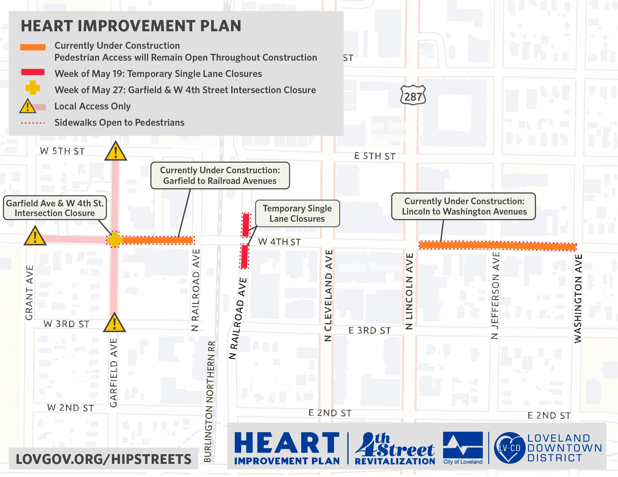 Garfield and 4th Street Intersection Closure Map
