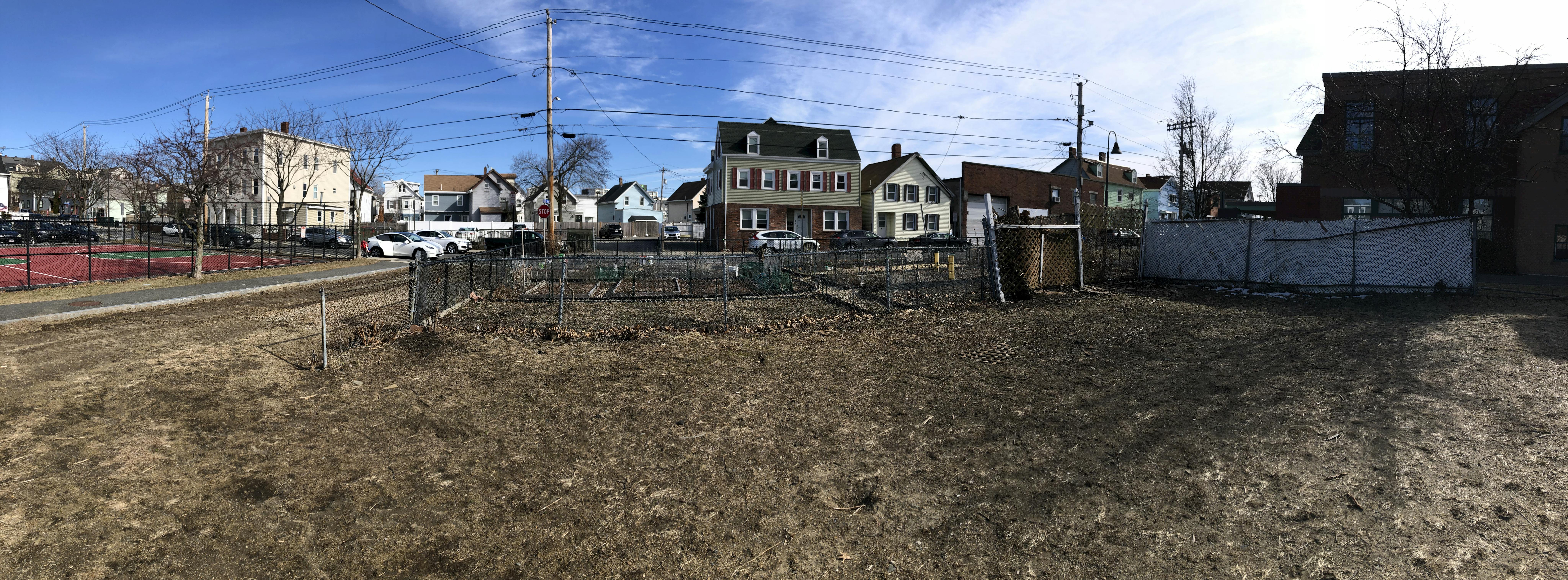 Former 5 Palmer Ave property with existing Glen Park Community Garden plots in background