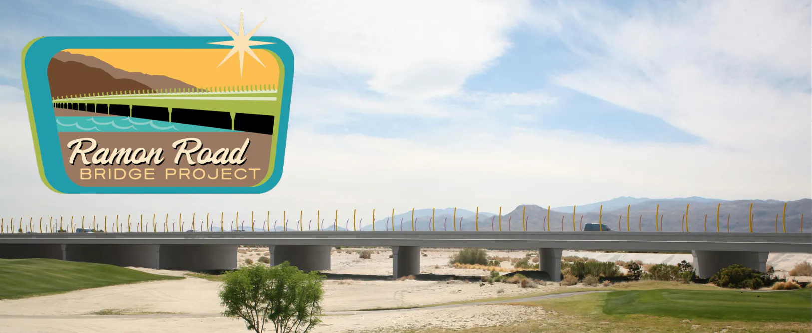 Photo sim of the Ramon Road Bridge with architectural design features