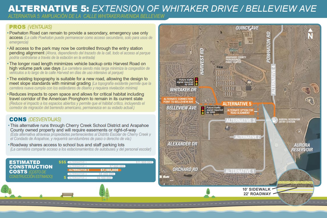 Graphic of Alternative 5: Extension of Whitaker Drive/Belleview Ave