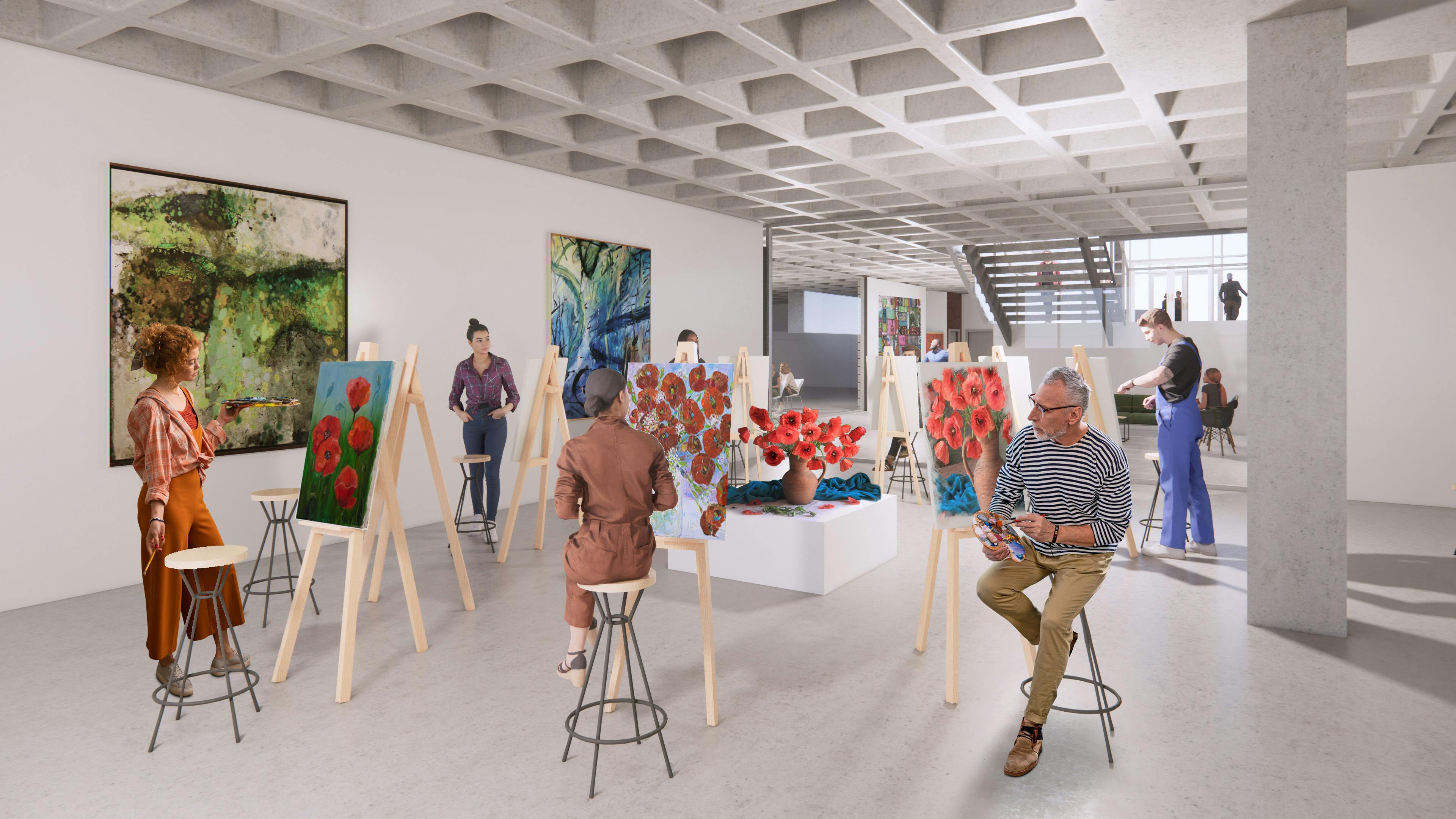 Architectural concept of Vancouver arts hub classroom space