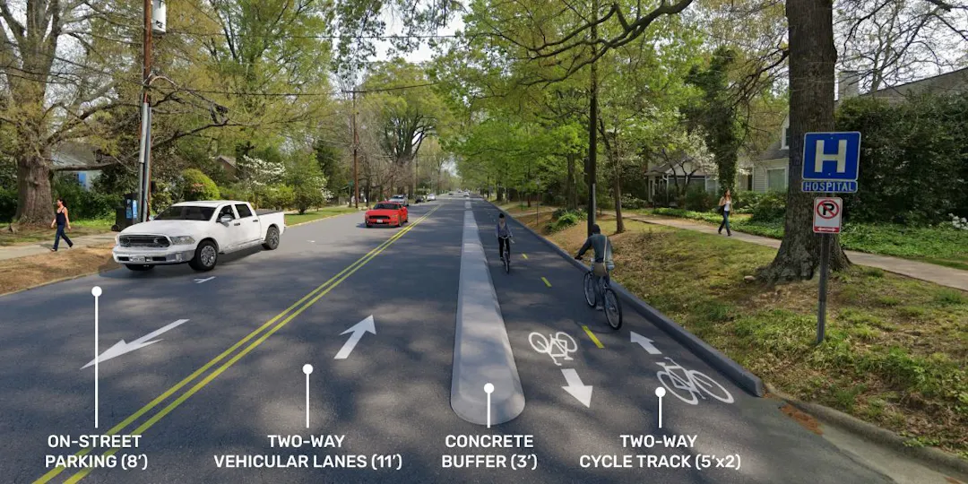 Photo of proposed West Cameron Avenue cycle track