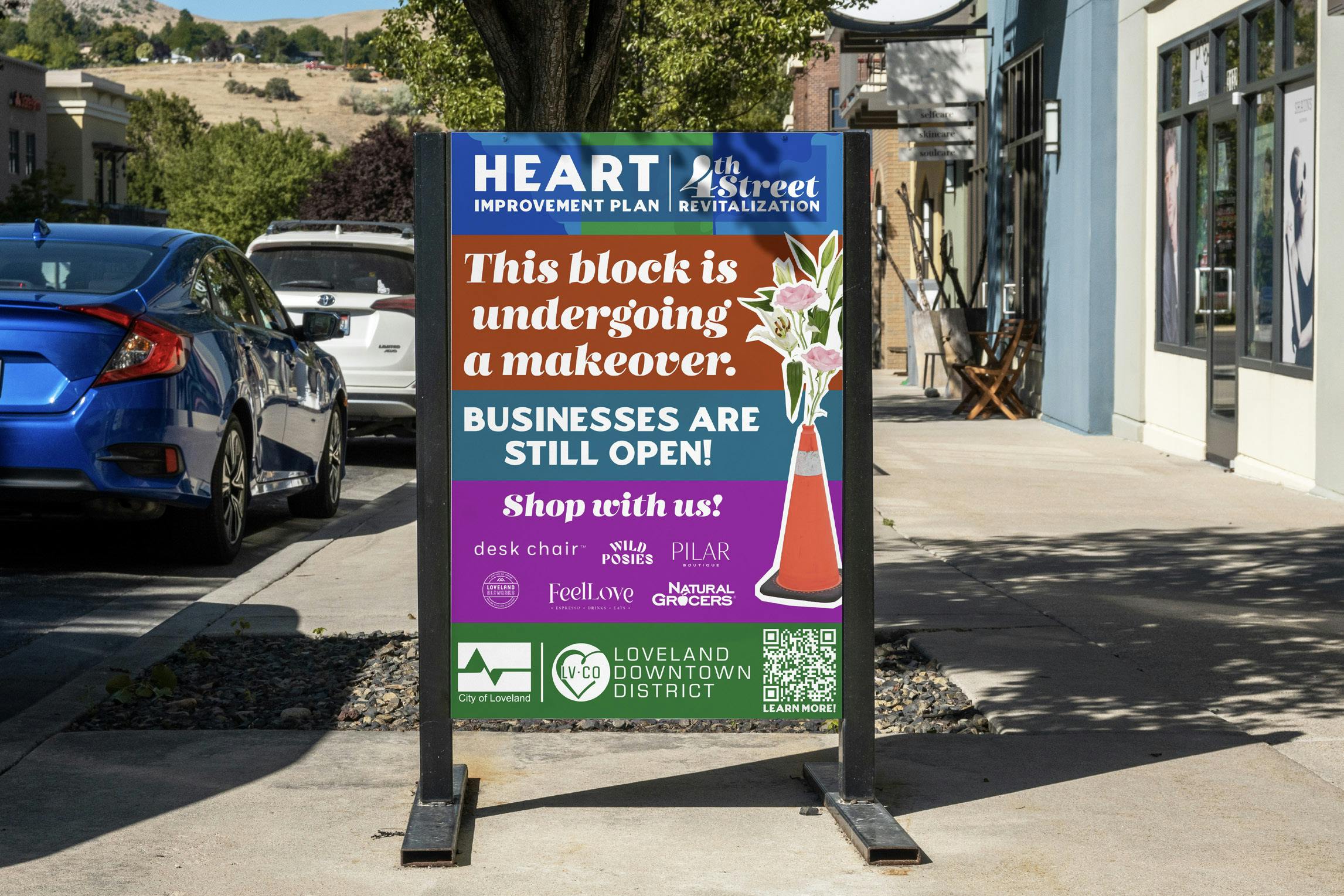 New post-and-panel exterior signage being developed for the 4th Street Revitalization project.