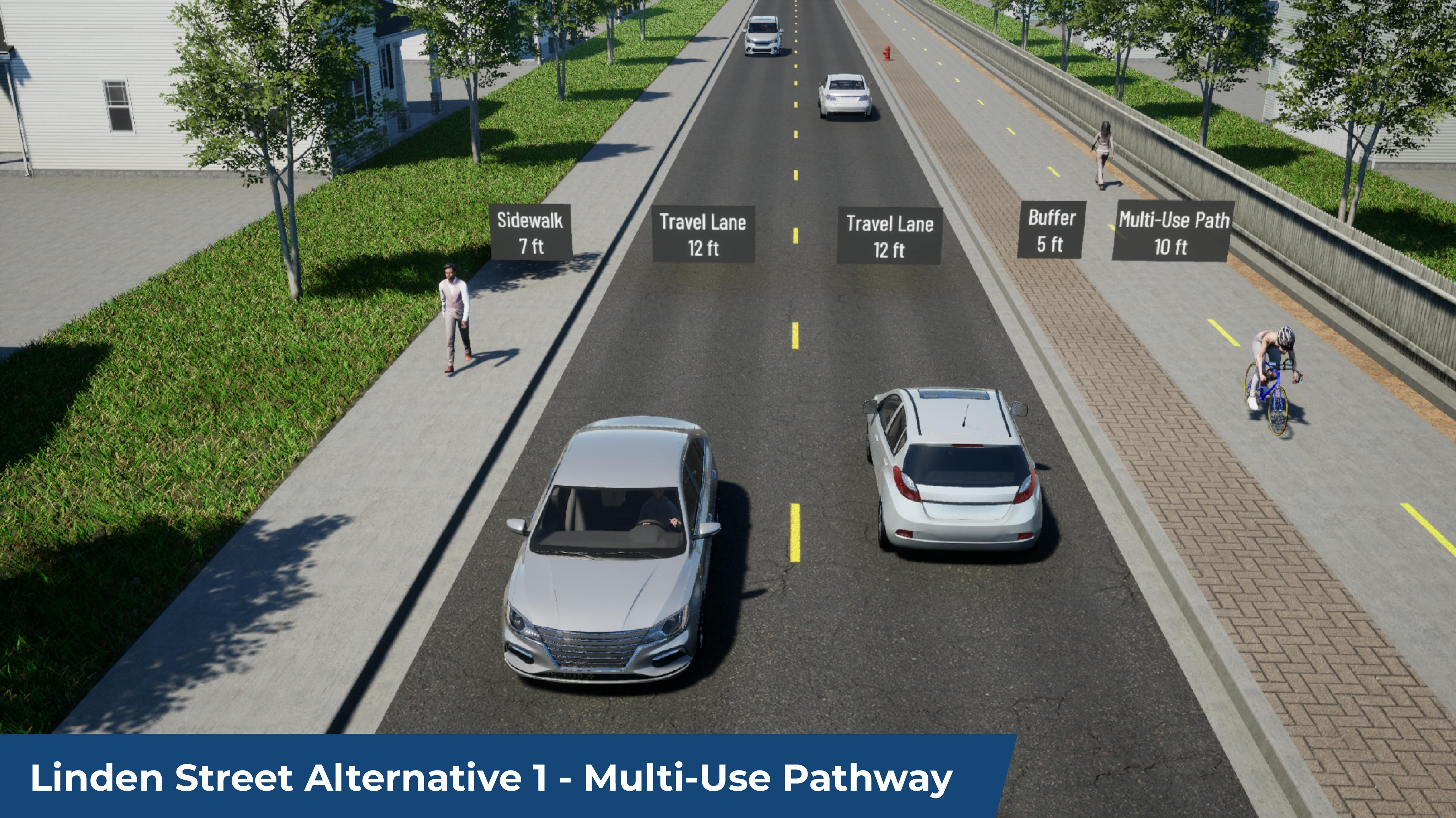 Linden Street Alternative 1 - Multi-Use Pathway