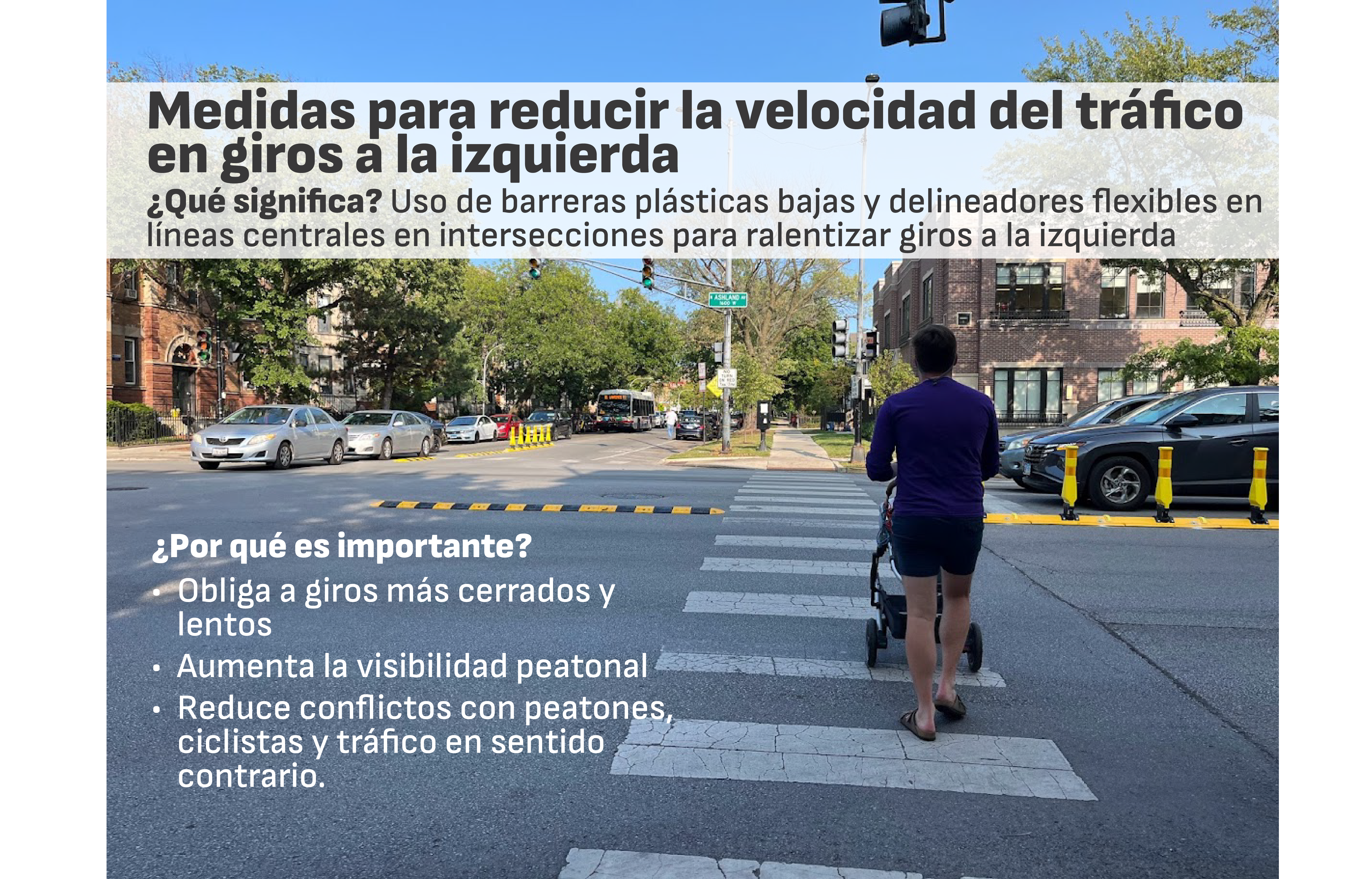 Medidas para reducir la velocidad en giros a la izquierda