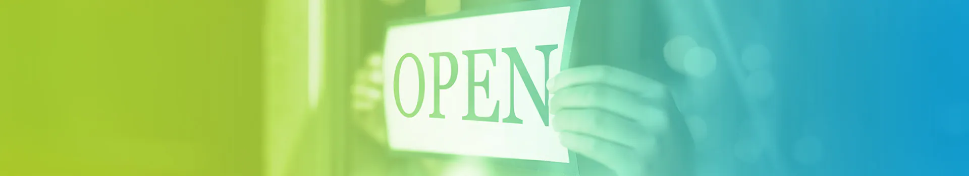 Hands holding open sign