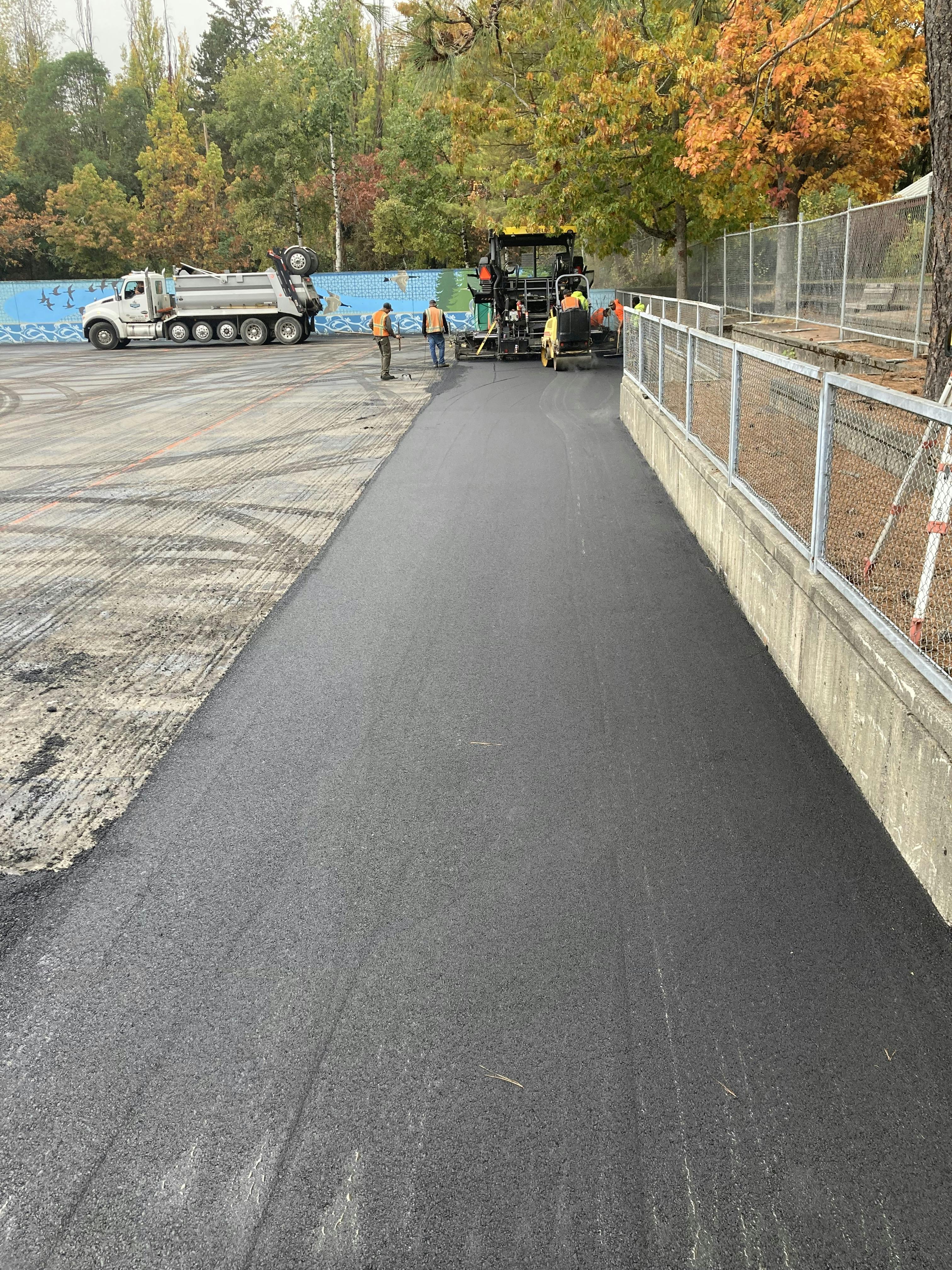 Paving the new asphalt overlay