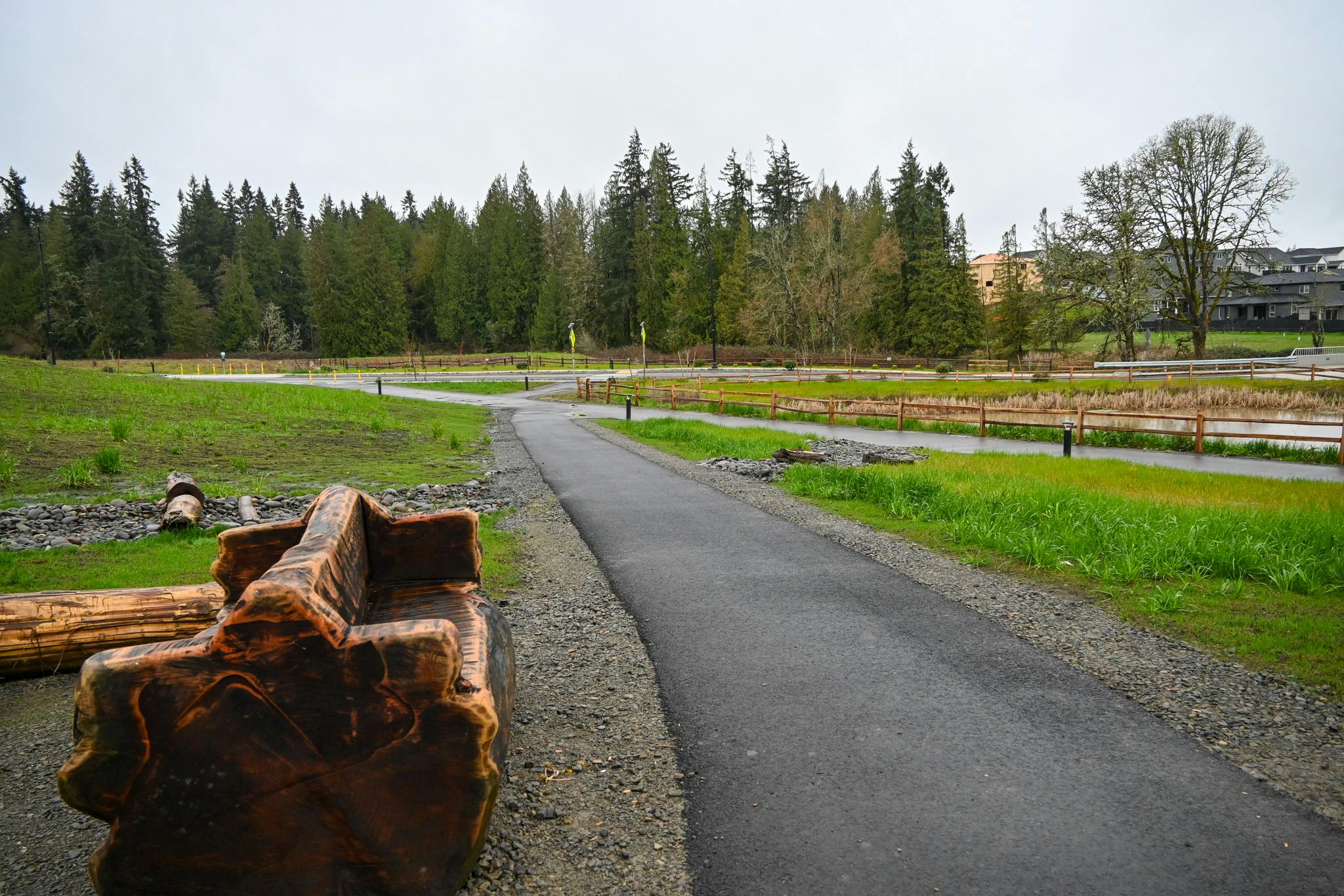 Paved trails connect the main play area with nature viewing areas of the park. 