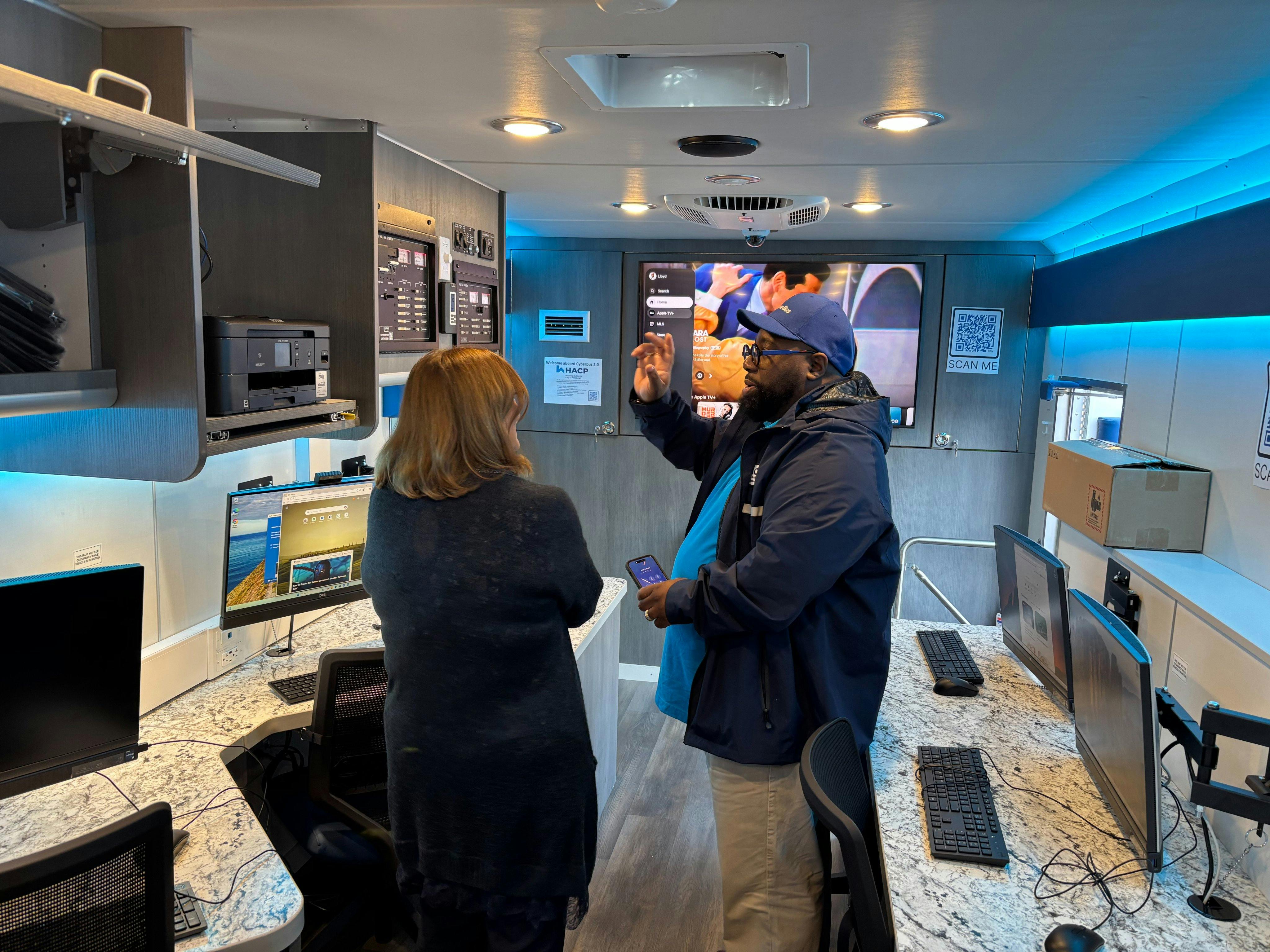 The interior of the W.O.W. CyberBus 2.0.