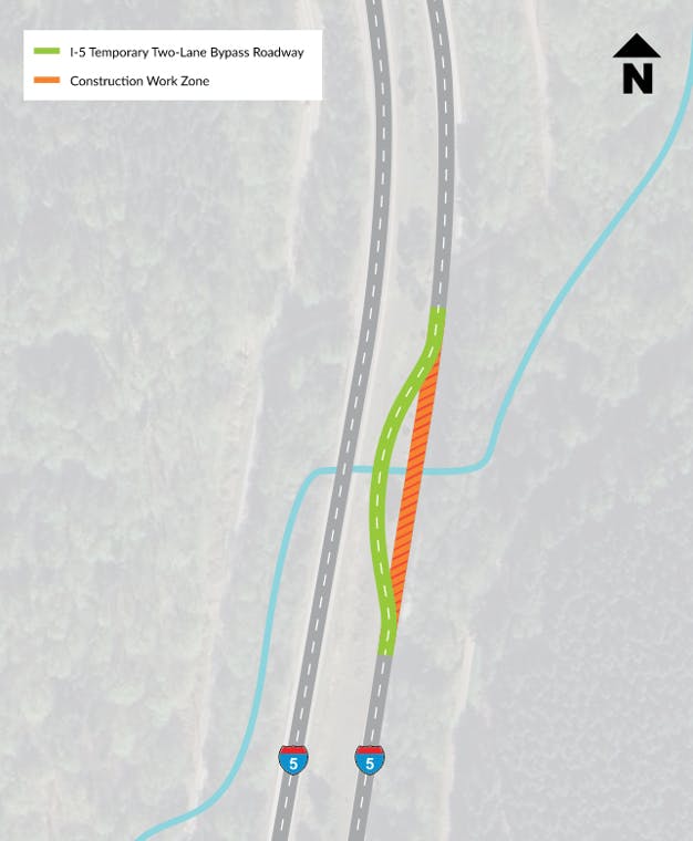 Graphic showing median bypass route