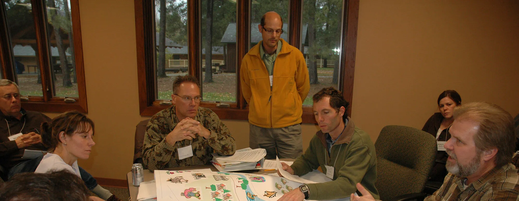 Group of people gathered at a public meeting