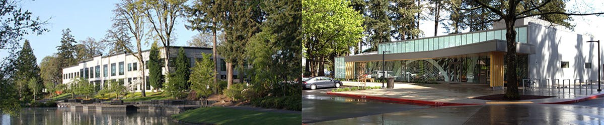 Left image: Brookwood Library. Right image: Shute Park Library