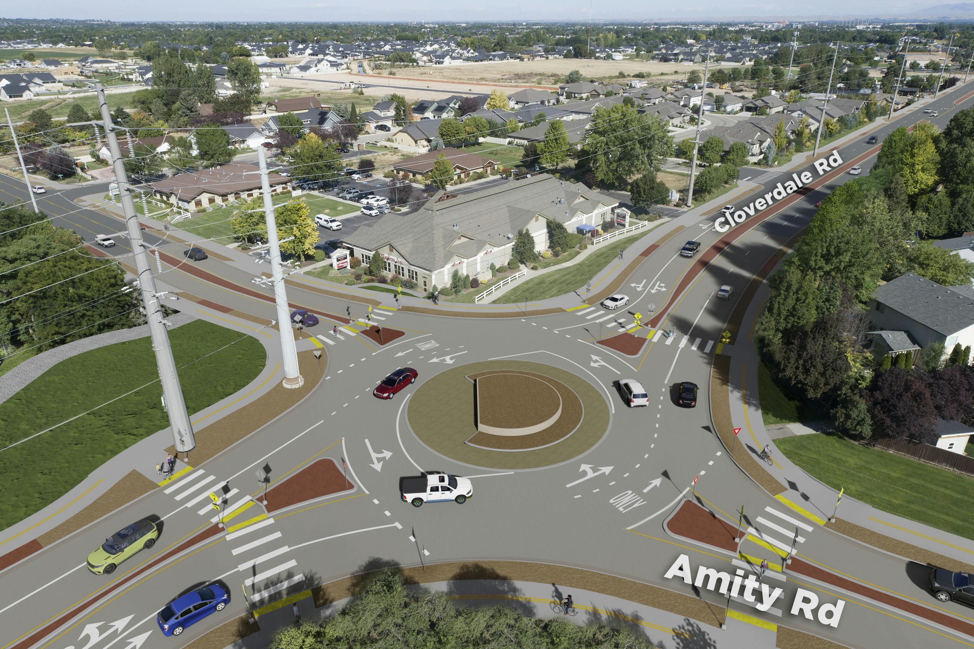 Amity Road and Cloverdale Road Roundabout - Intersection Overview