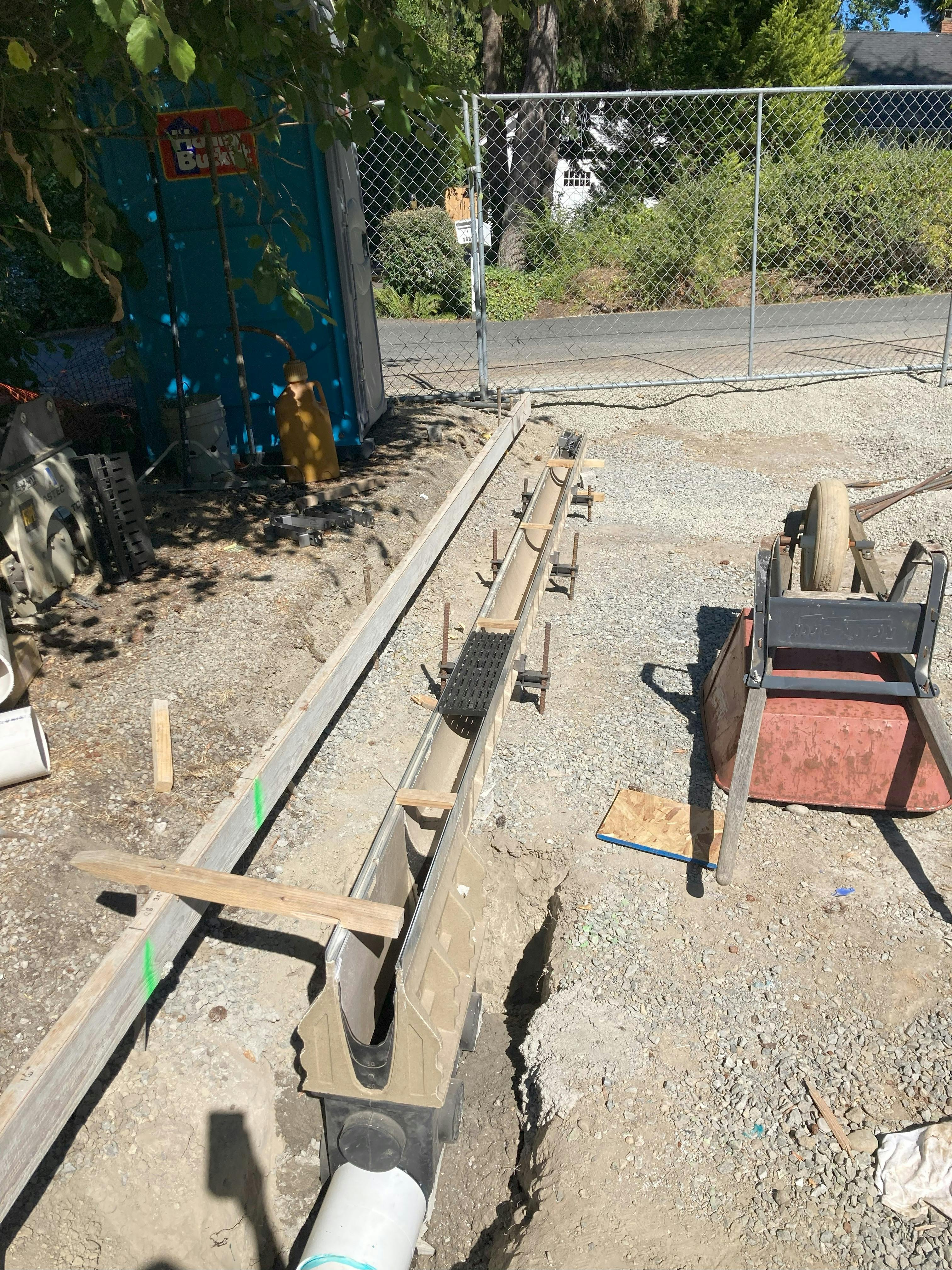 Trench drain setting