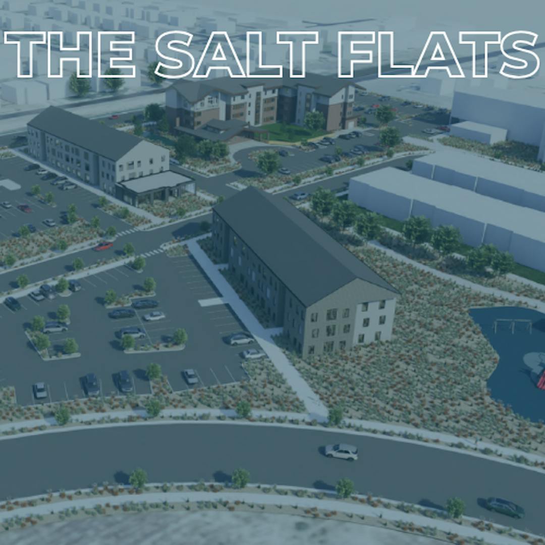 An example layout of the Salt Flats project with text on graphic