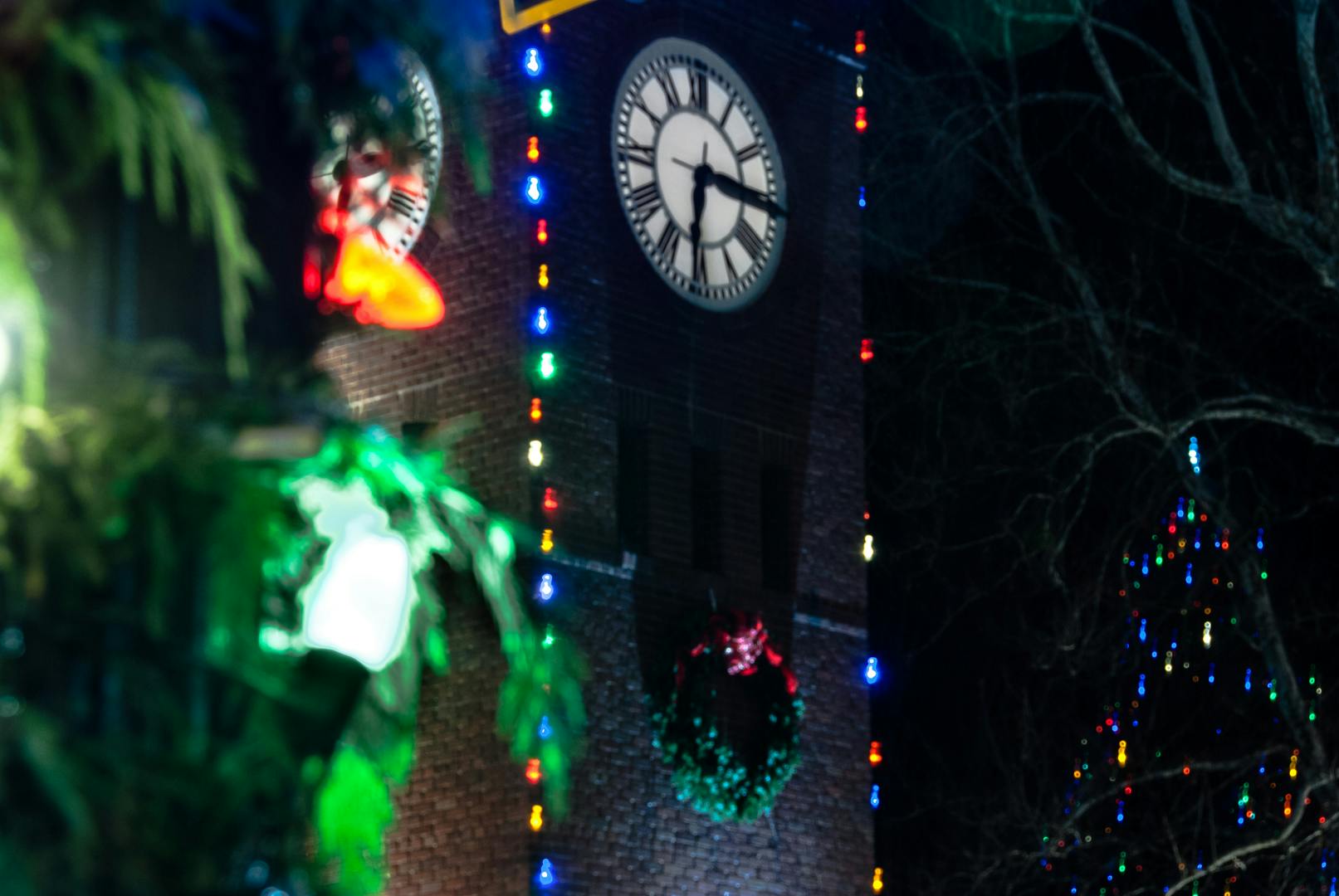 Clock Tower During Christmas