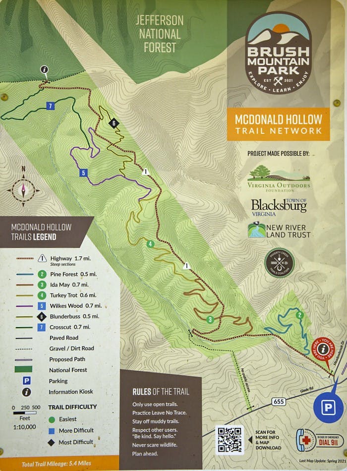 McDonald Hollow Trail Network Map