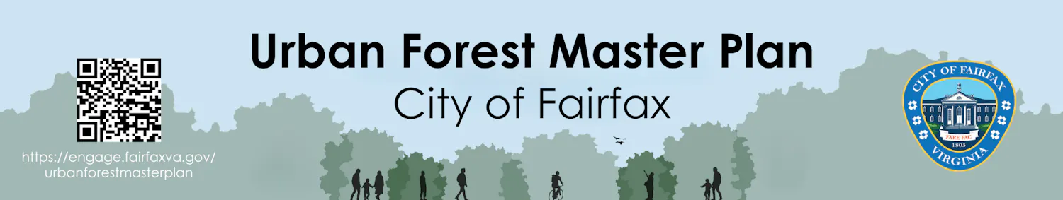 Urban Forest Master Plan - graphic of trees, people, bikes, birds