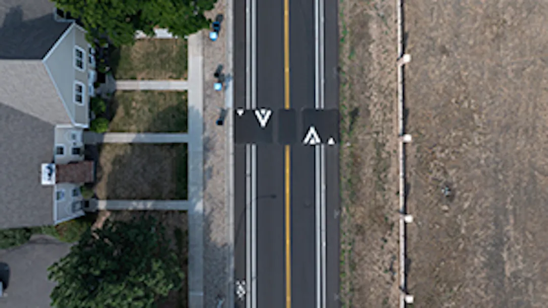Aerial view of a speed cushion