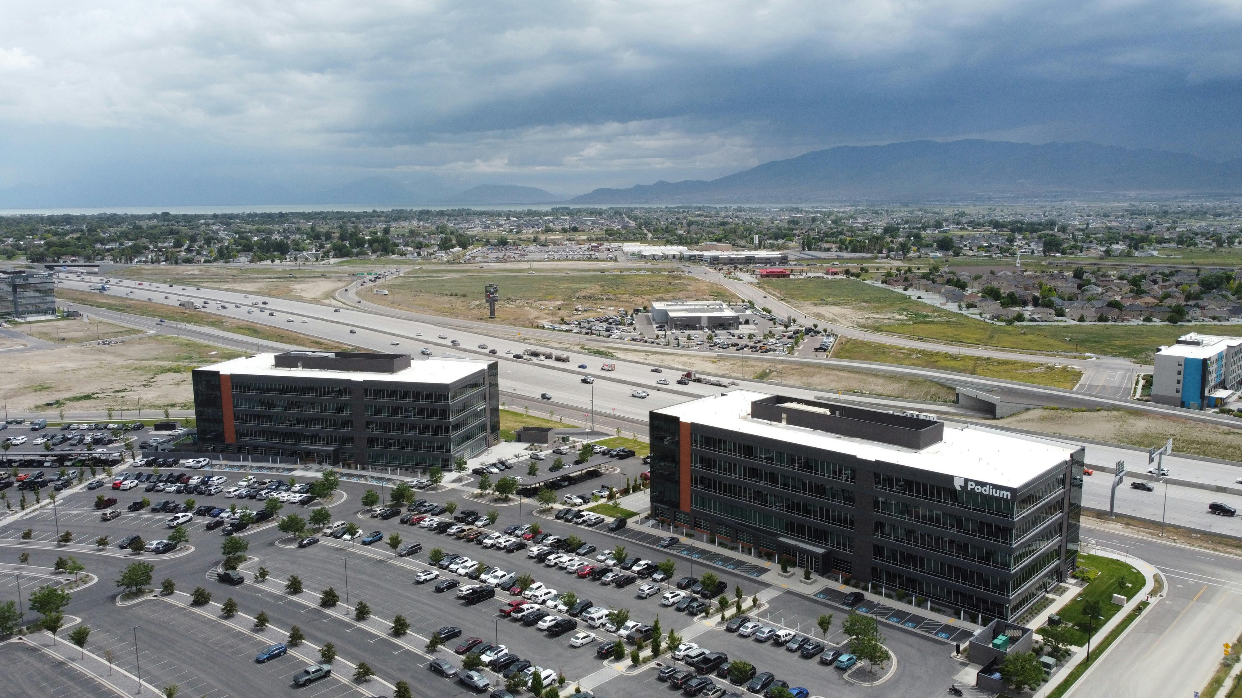 Aerial of existing office buildings