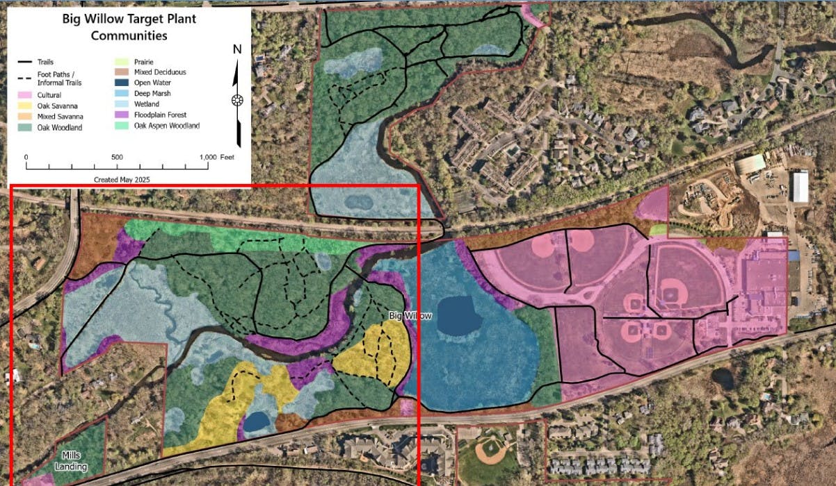Map of target plant communities at Big Willow Park