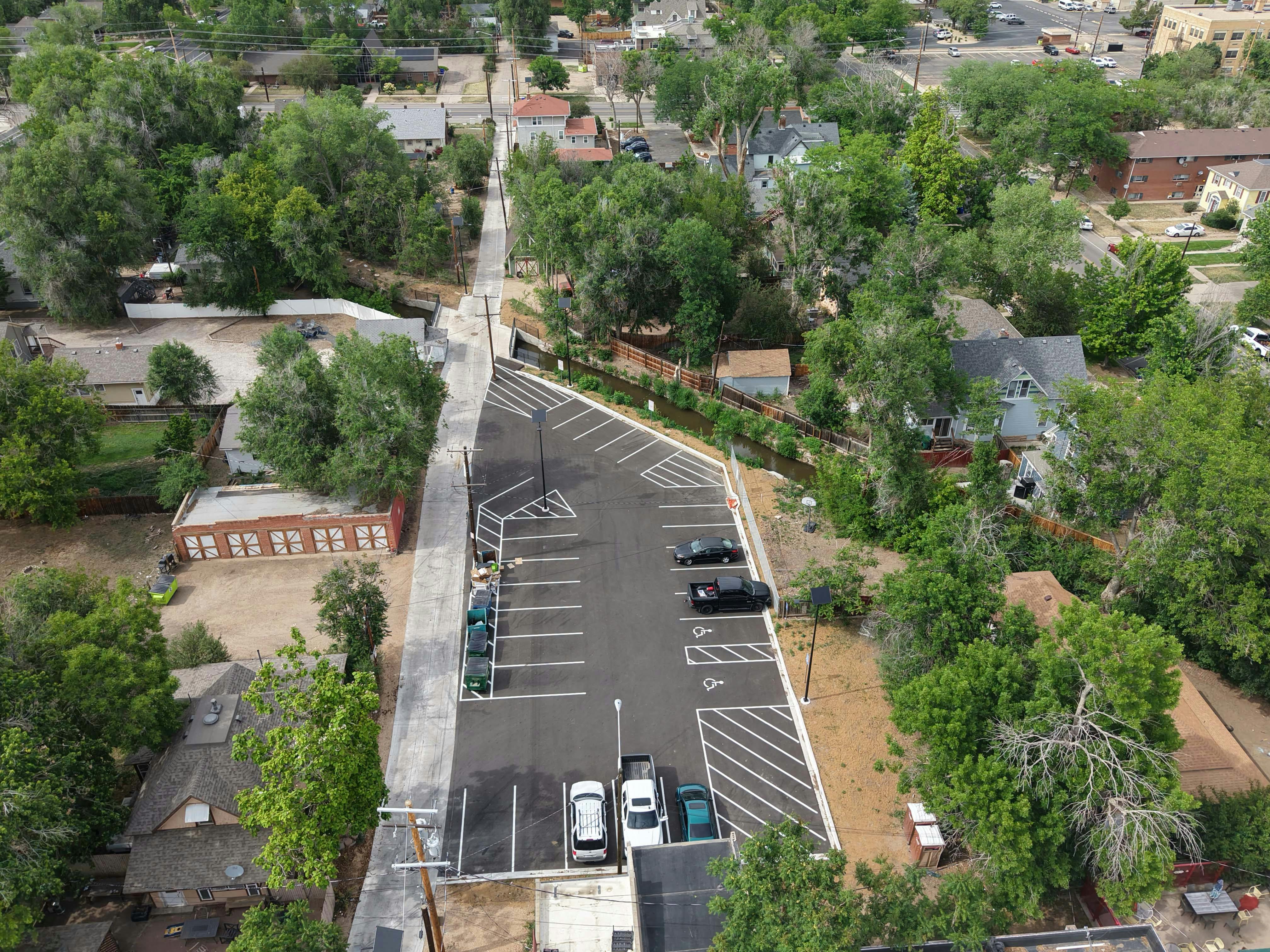 Alley way access project showing accommodation for local businesses.
