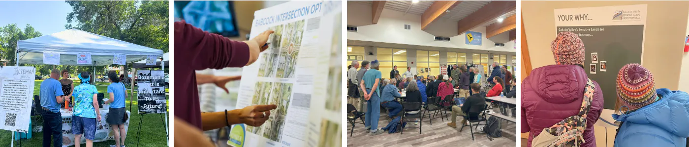 Four images of groups of people engaging with City projects