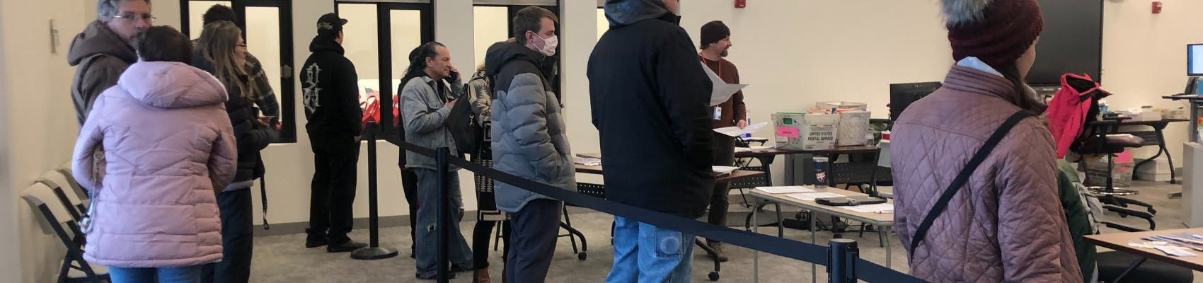Line of voters at Missoula County Election Center