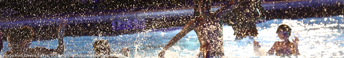 Image from Givens Swims 2019 showing people splashing in the pool (photo courtesy of Forklift Danceworks)