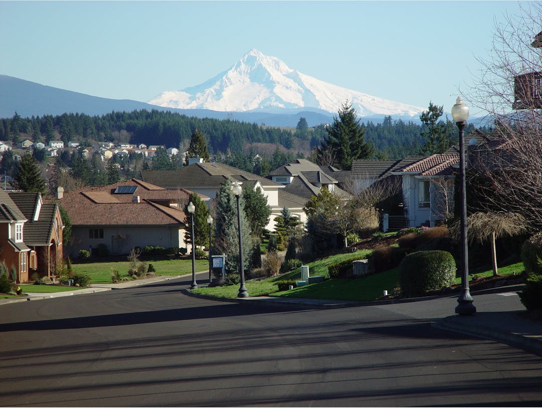 Picture of Camas neighborhood with Mt. Hood in the Background 