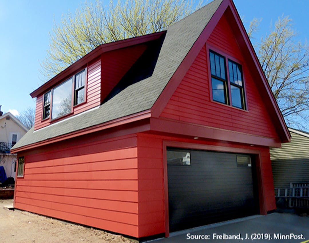 Example of detached ADU above garage
