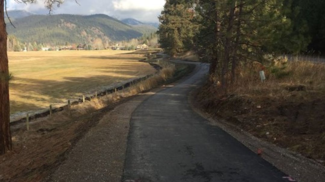 Wet trail in shady area of Missoula County