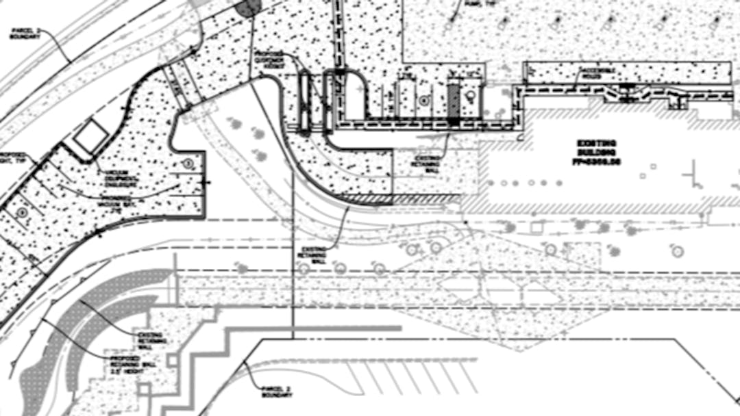 A black and white site plan of the proposed changes to the site.