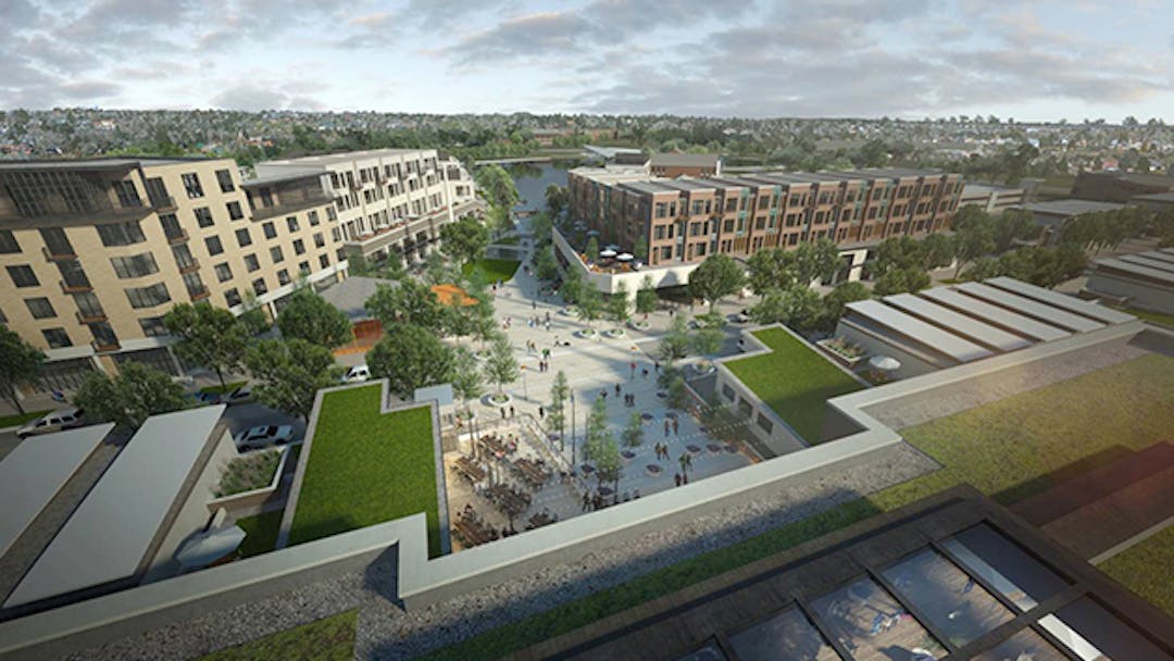Aerial rendering of the proposed Broomfield Town Square Development.