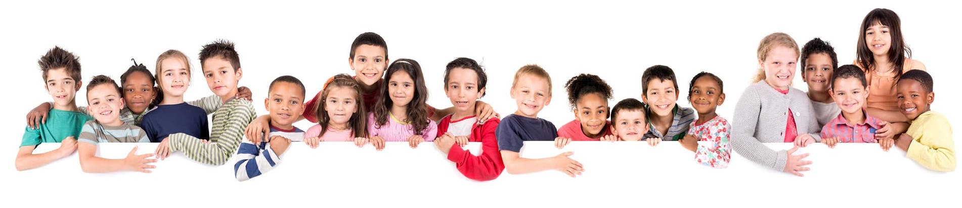 A group of children standing. 