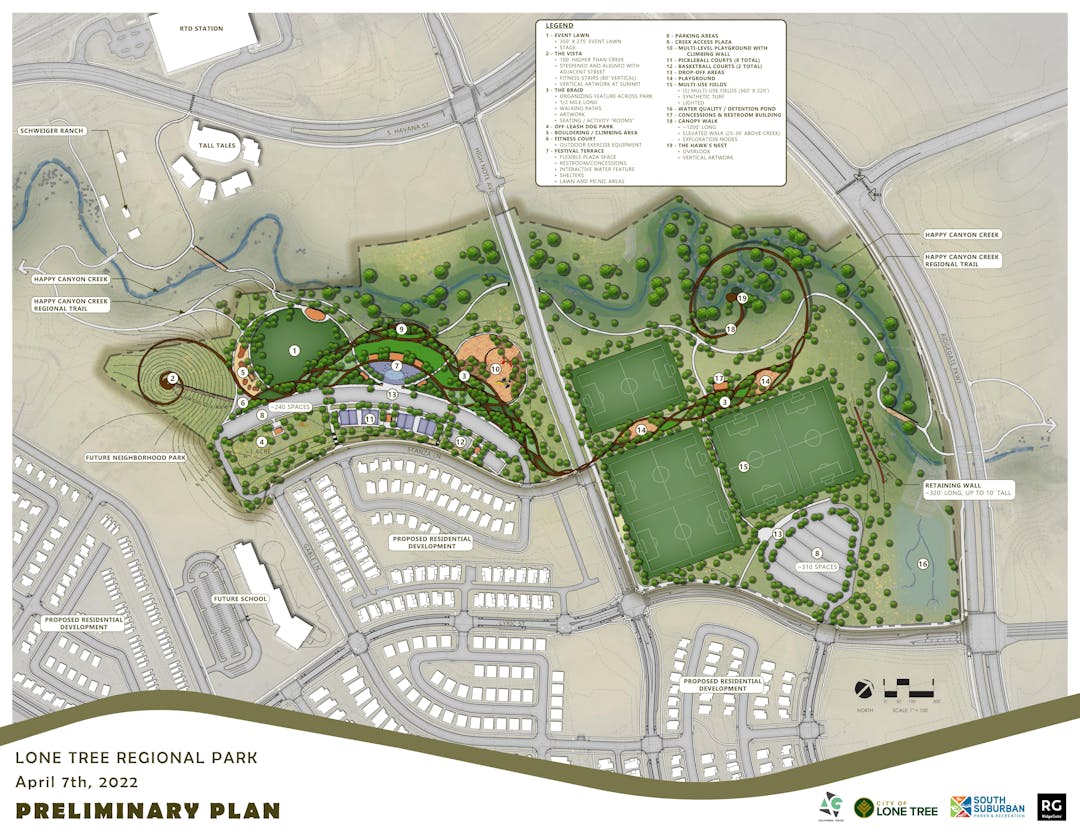 Rendering of the preliminary plan for High Note Regional Park