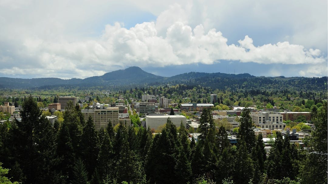 Eugene skyline with clouds