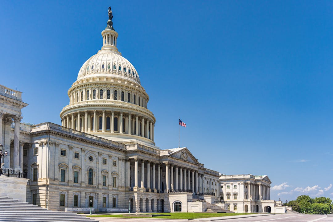 United States Capitol Building on a clear day.