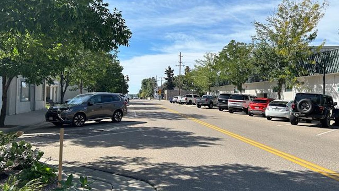 Timnath Main Street with cars parked along it