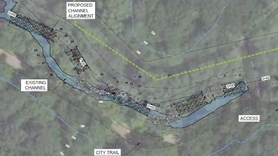 A plan layout of the restored creek alignment.